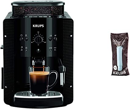Koffiezetapparaat, koffiebonenmolen, KRUPS Essential YY8125FD espressomachine, stoompijpje, cappuccino, zwart